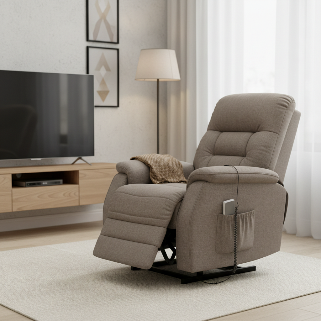 Premium electric lift and recline power chair in a modern living room