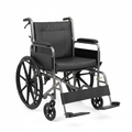Heavy-duty bariatric transport wheelchair with extra-wide seat and reinforced steel frame on white background